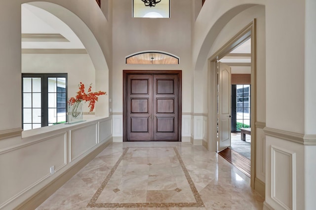 foyer featuring french doors