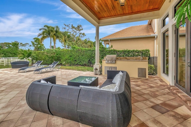 view of patio featuring an outdoor hangout area, area for grilling, and grilling area