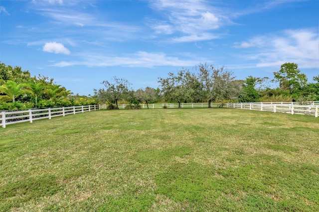 view of yard with a rural view