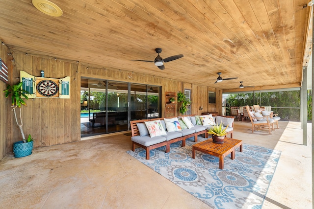 view of patio / terrace with outdoor lounge area and ceiling fan