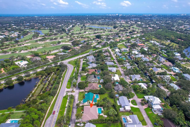 bird's eye view featuring a water view