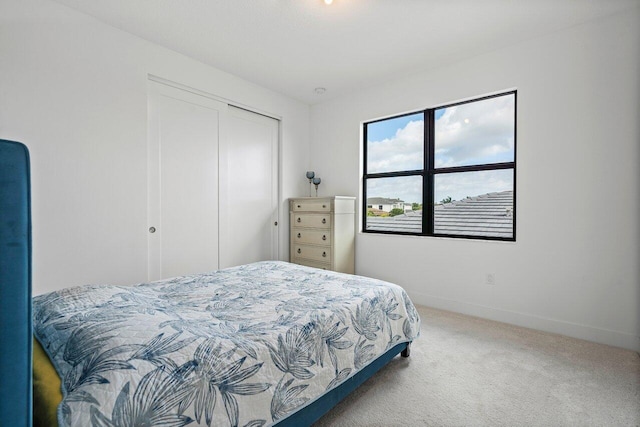 bedroom featuring carpet floors and a closet