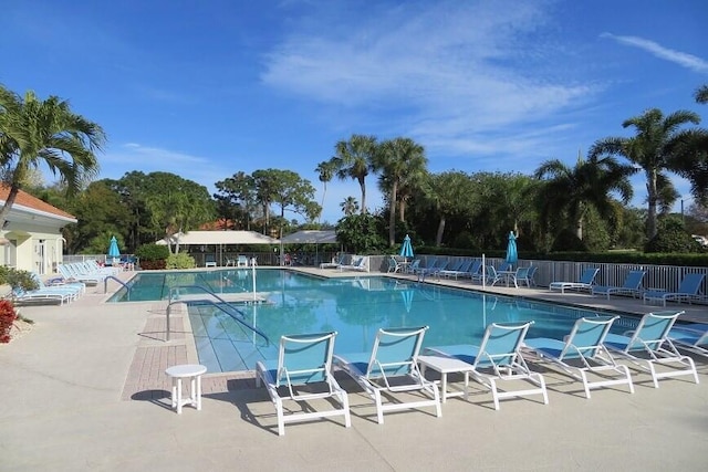 view of pool featuring a patio