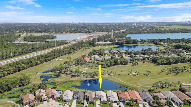 bird's eye view featuring a water view