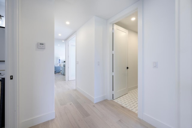 hall featuring light wood-type flooring