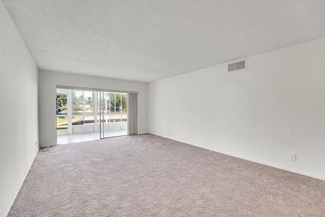 carpeted spare room with a textured ceiling