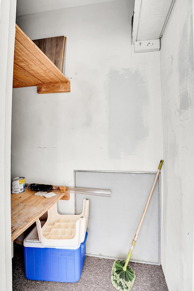 interior space with dark carpet