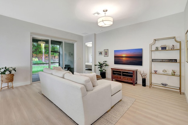 living room featuring light hardwood / wood-style floors