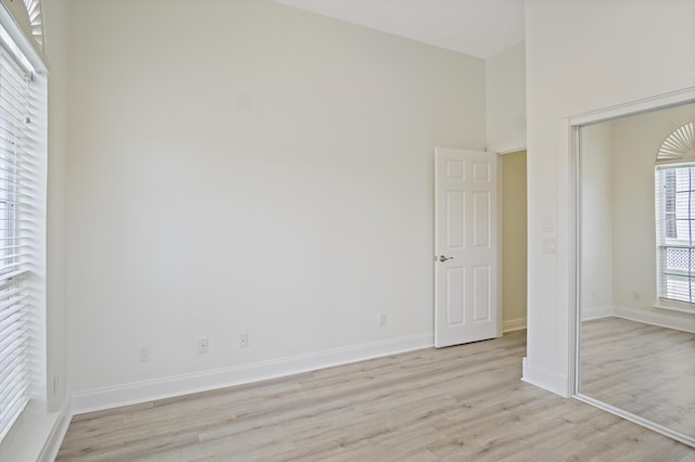 unfurnished bedroom with light hardwood / wood-style flooring