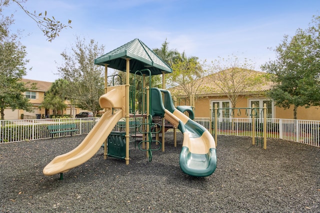 community play area with fence