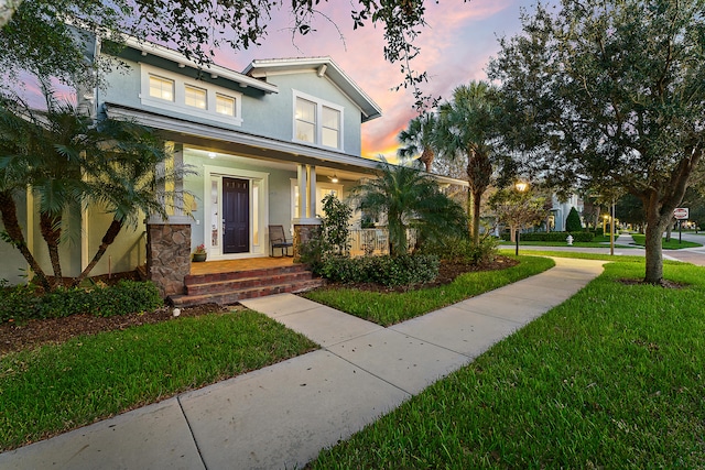 view of front facade with a yard