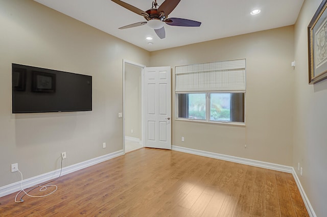 interior space featuring ceiling fan and light hardwood / wood-style floors