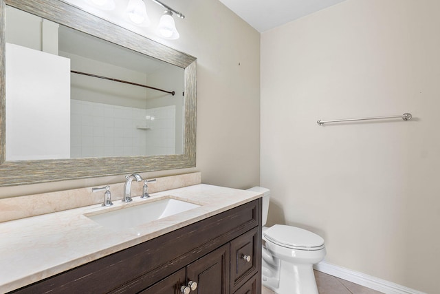 bathroom with tile patterned flooring, vanity, and toilet