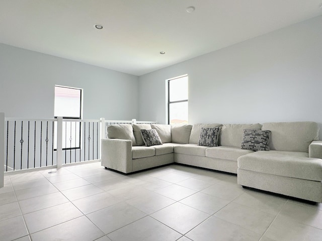 view of tiled living room