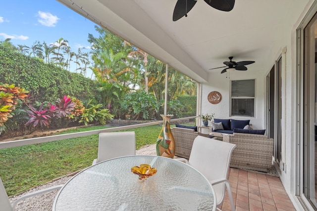 4561 Carlton Golf Dr, Lake Worth, FL 33449 - sunroom / solarium with an outdoor living space, ceiling fan, and outdoor dining area