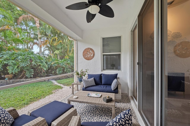 4561 Carlton Golf Dr, Lake Worth, FL 33449 - sunroom with an outdoor hangout area and a ceiling fan