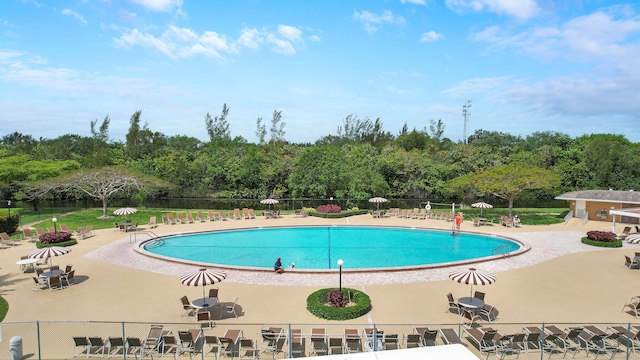 view of pool featuring a patio area