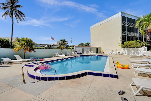 view of pool with a patio