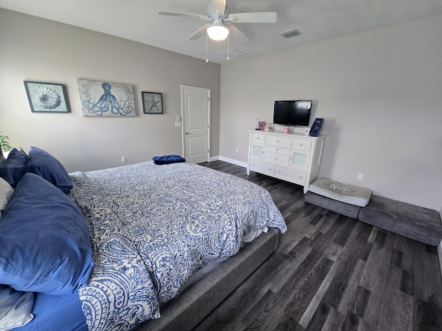 1892 SW Altman Ave, Port Saint Lucie, FL 34953 - bedroom with a ceiling fan, baseboards, dark wood finished floors, and visible vents