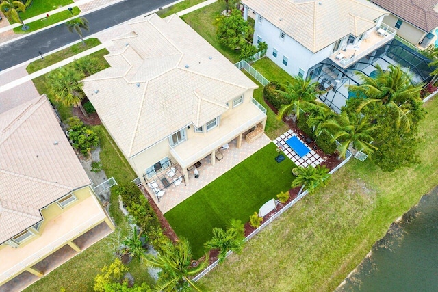 bird's eye view featuring a water view