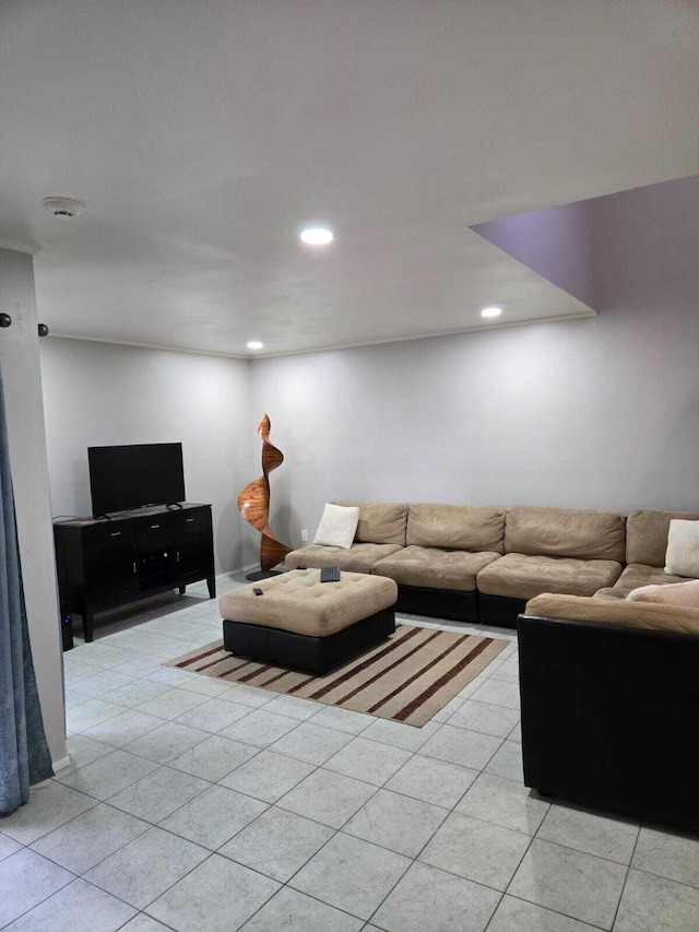 view of tiled living room