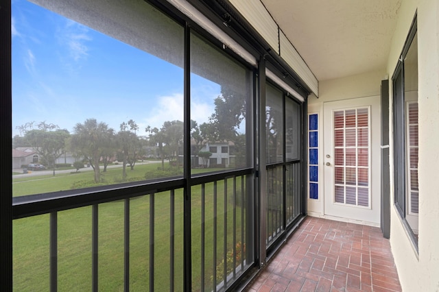 view of unfurnished sunroom