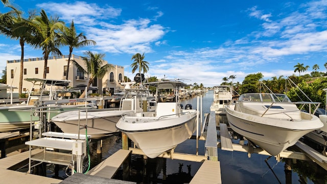 view of dock featuring a water view