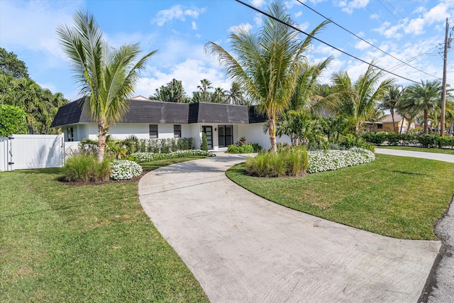 view of front of home with a front yard