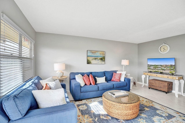 view of tiled living room