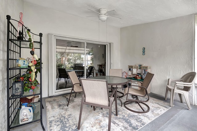 dining area with ceiling fan