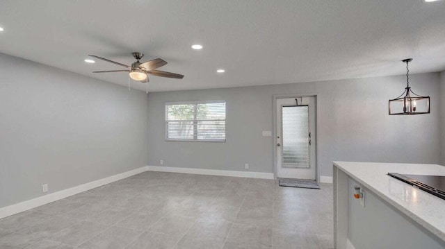 632 Monaco N, Delray Beach, FL 33446 - interior space with recessed lighting, ceiling fan, baseboards, and light tile patterned flooring