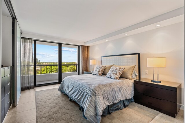 1800 S Ocean Blvd Unit 5C, Boca Raton, FL 33432 - bedroom featuring access to exterior, light tile patterned floors, and recessed lighting