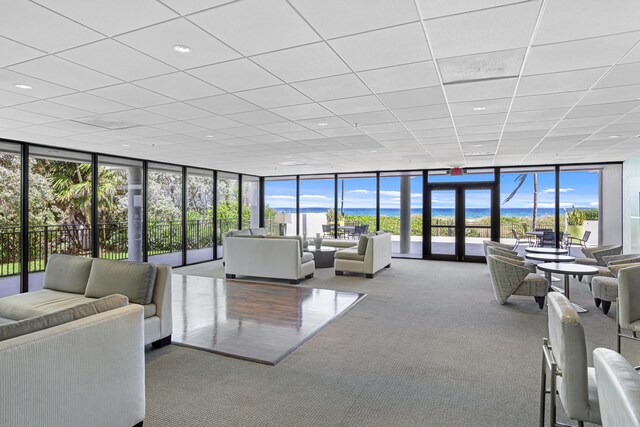 1800 S Ocean Blvd Unit 5C, Boca Raton, FL 33432 - lobby with floor to ceiling windows and a paneled ceiling