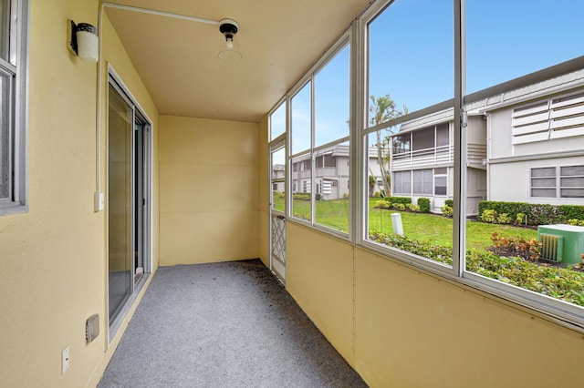 view of unfurnished sunroom