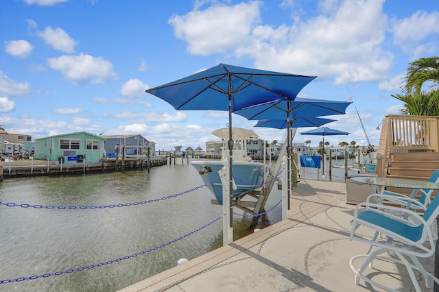 view of dock featuring a water view