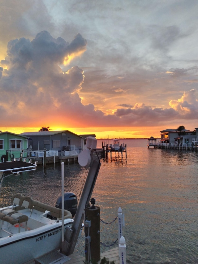 view of dock featuring a water view