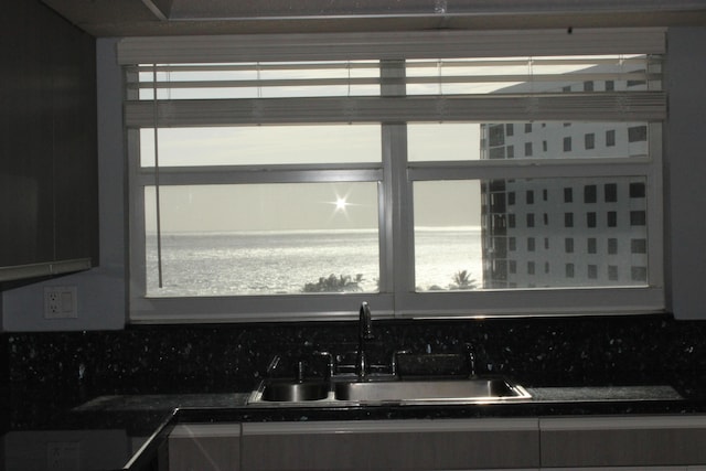 room details featuring backsplash and sink