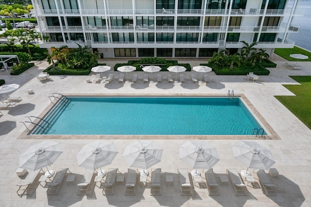 view of pool featuring a patio area