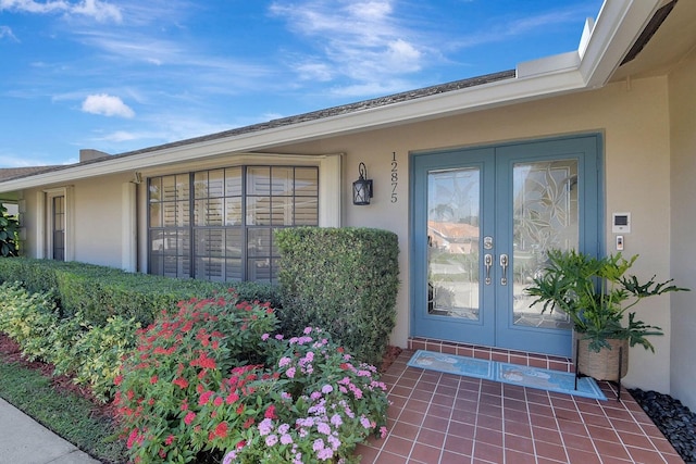 property entrance with french doors