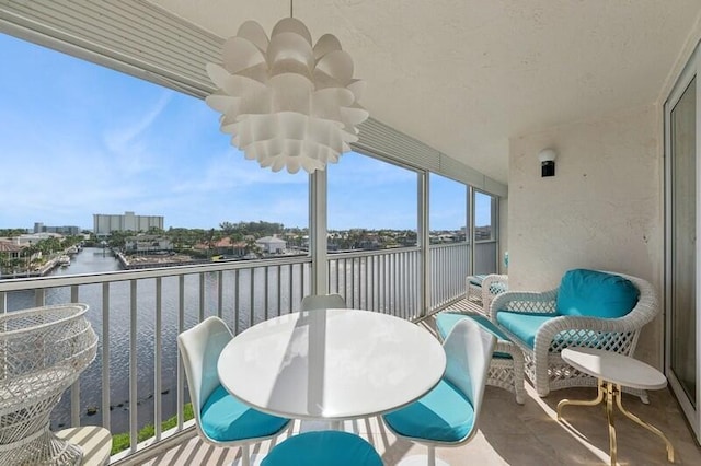 balcony with a water view