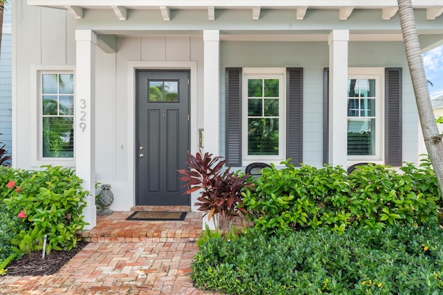 entrance to property with covered porch