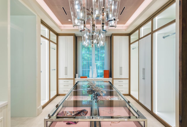 interior space featuring a tray ceiling