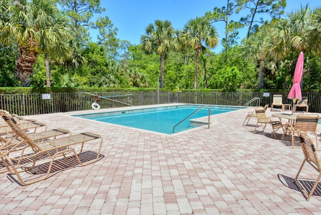 view of swimming pool featuring a patio