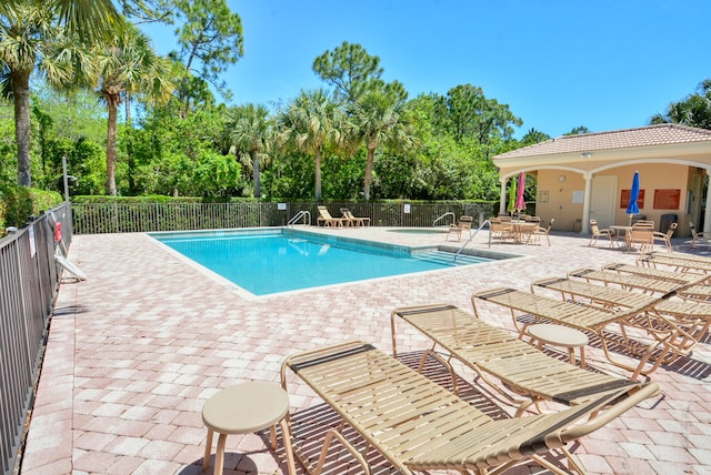 view of pool featuring a patio