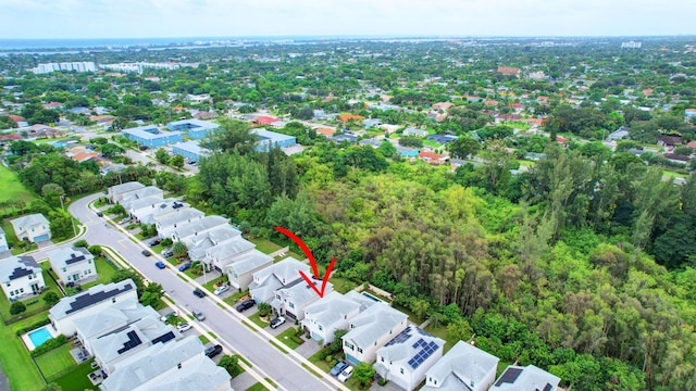 drone / aerial view with a residential view