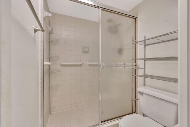 bathroom featuring toilet and walk in shower