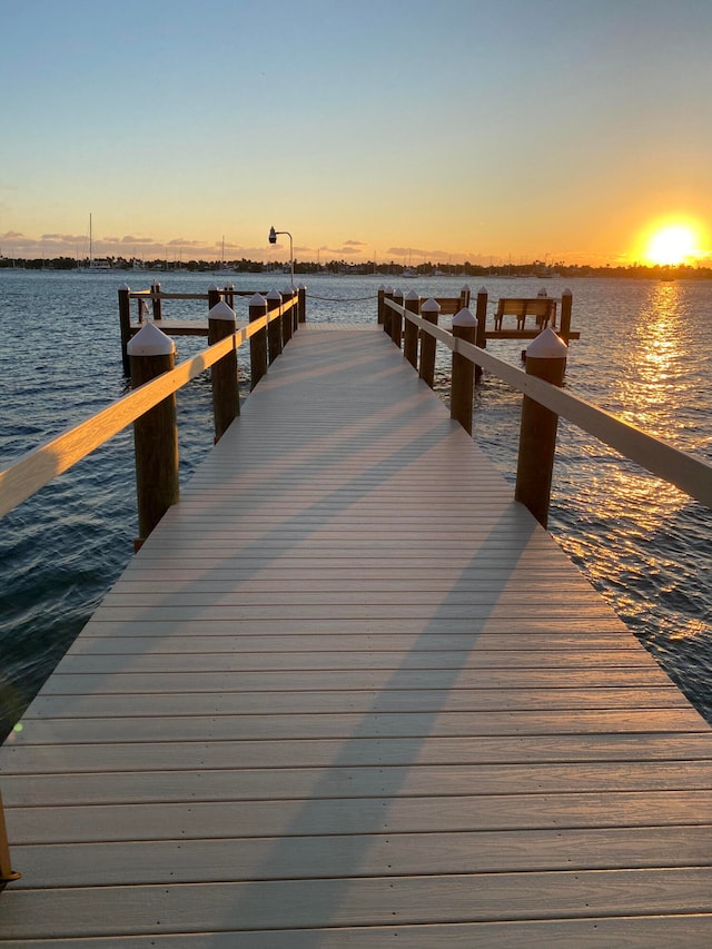 dock area featuring a water view