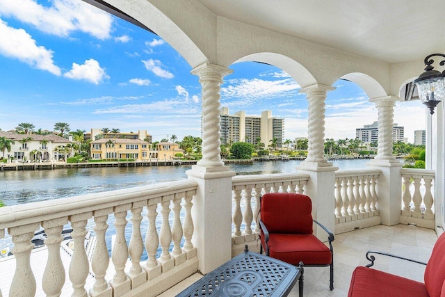 balcony with a water view