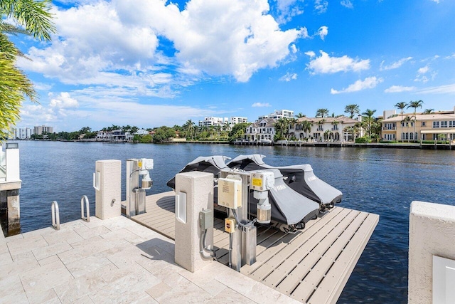 view of dock featuring a water view