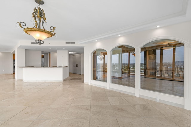 spare room featuring light tile patterned flooring